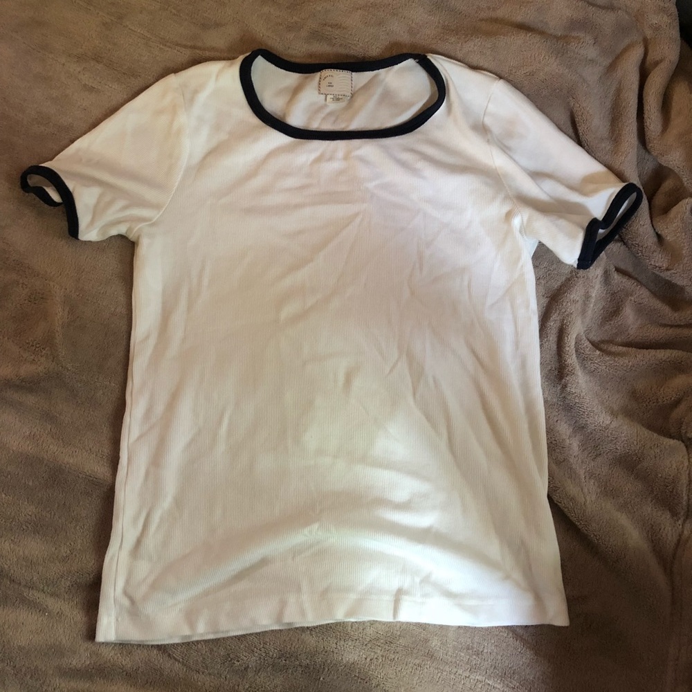 Anthropologie Postmark white short sleeve rib top